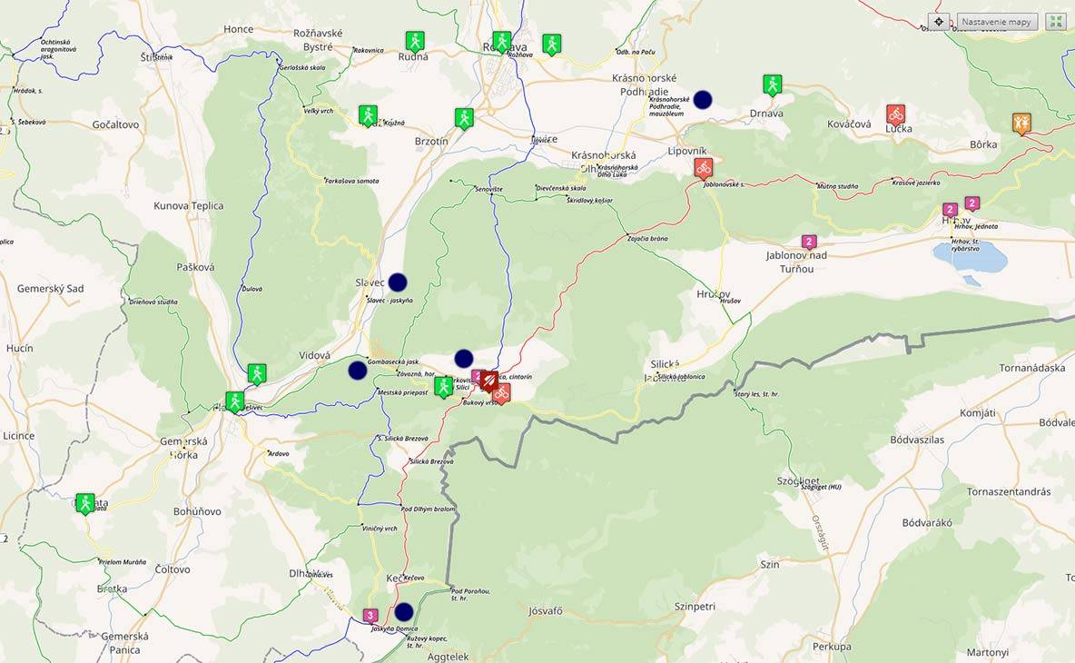 Domica a jaskyne Slovenského krasu - turistické trasy/ cyklotrasy