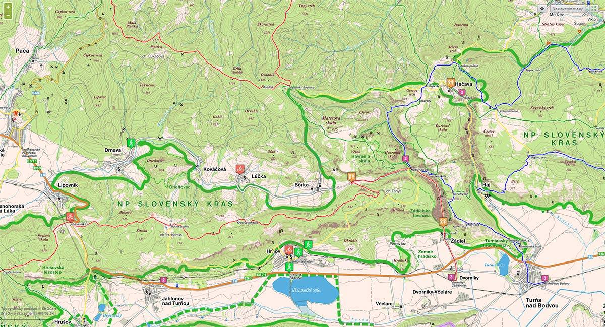 Zádieľska tiesňava- turistické trasy/ cyklotrasy