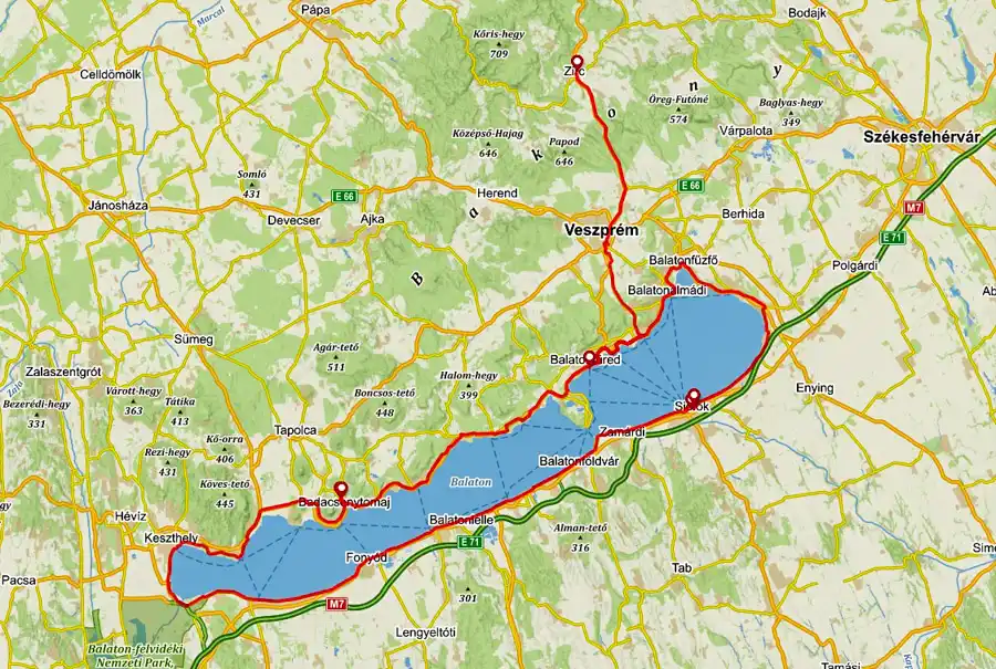 Tour de Balaton mapa