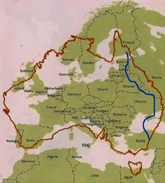 Mapa trasy naprieč Austráliou