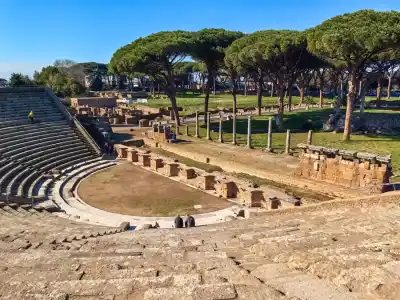 Divadlo Ostia Antica pohľad dna javisko pozostatky