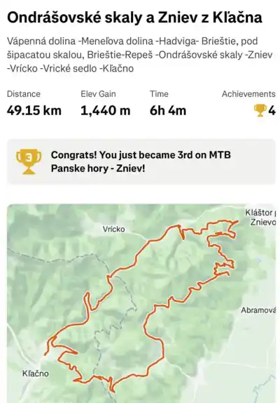 MTB trasa Zniev Kľačno