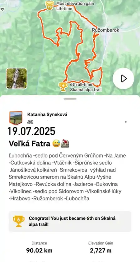 Mapa MTB trasy Veľká Fatra