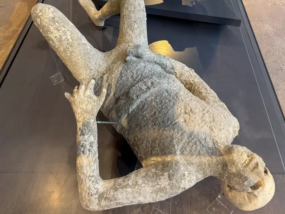 Plaster casts of victims in Pompeii Italy