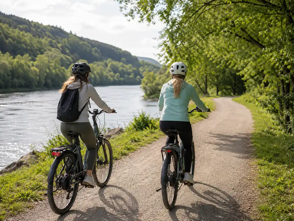 Elektro bicyklom popri jazere